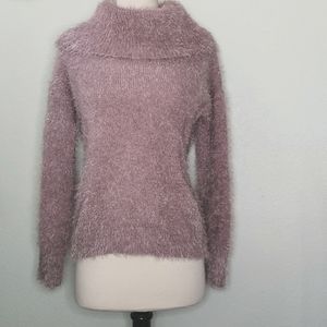 Pink Rose Fuzzy Turtleneck Sweater